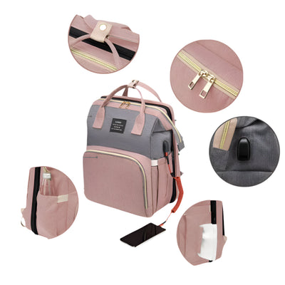 תיק גב חכם לאמהות עם מיטת תינוק