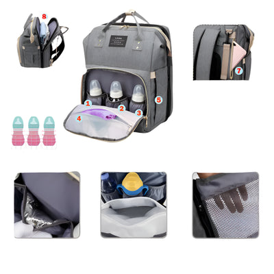 תיק גב חכם לאמהות עם מיטת תינוק