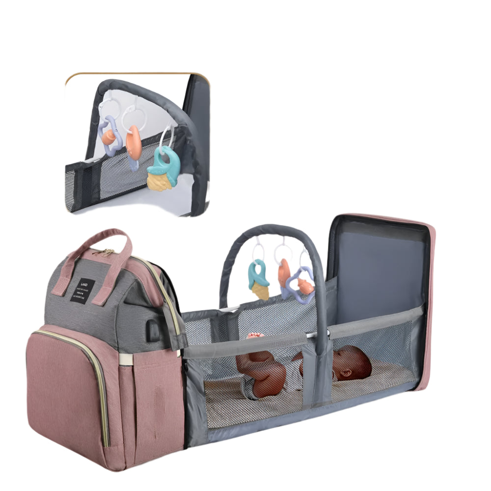 תיק גב חכם לאמהות עם מיטת תינוק